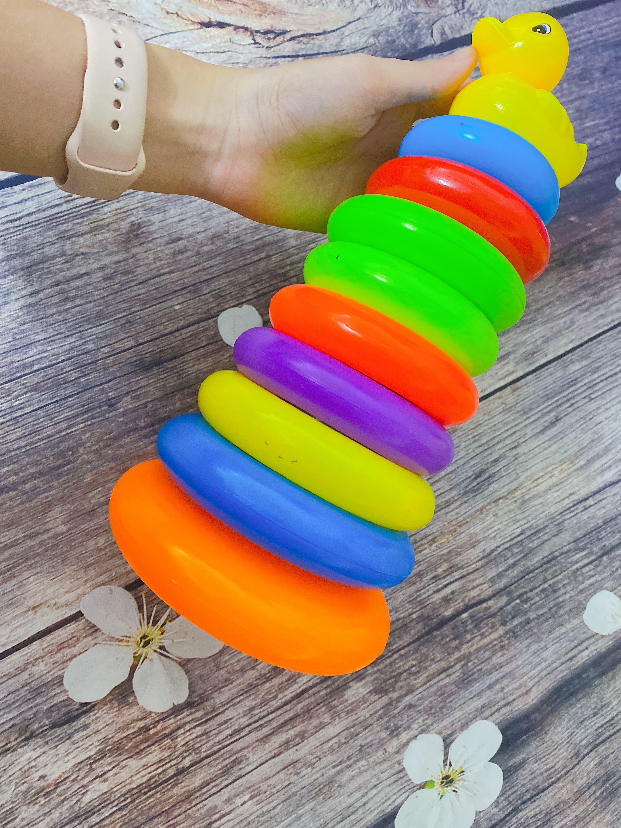 Tháp Vịt Xếp 9 Tầng Nhiều Màu Giúp Bé Phát Triển Đồ Chơi Bé Trai Bé Gái