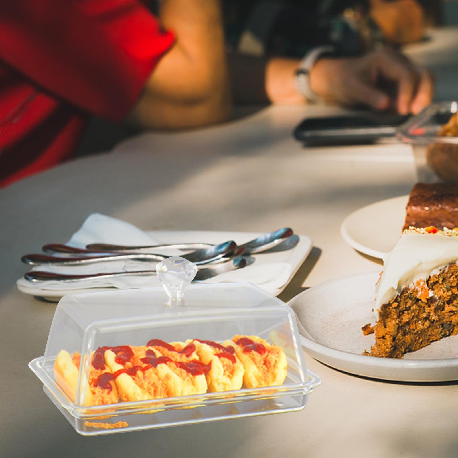 Clear Cheese Server Storage Keeper Tray with Cover Butter Holder