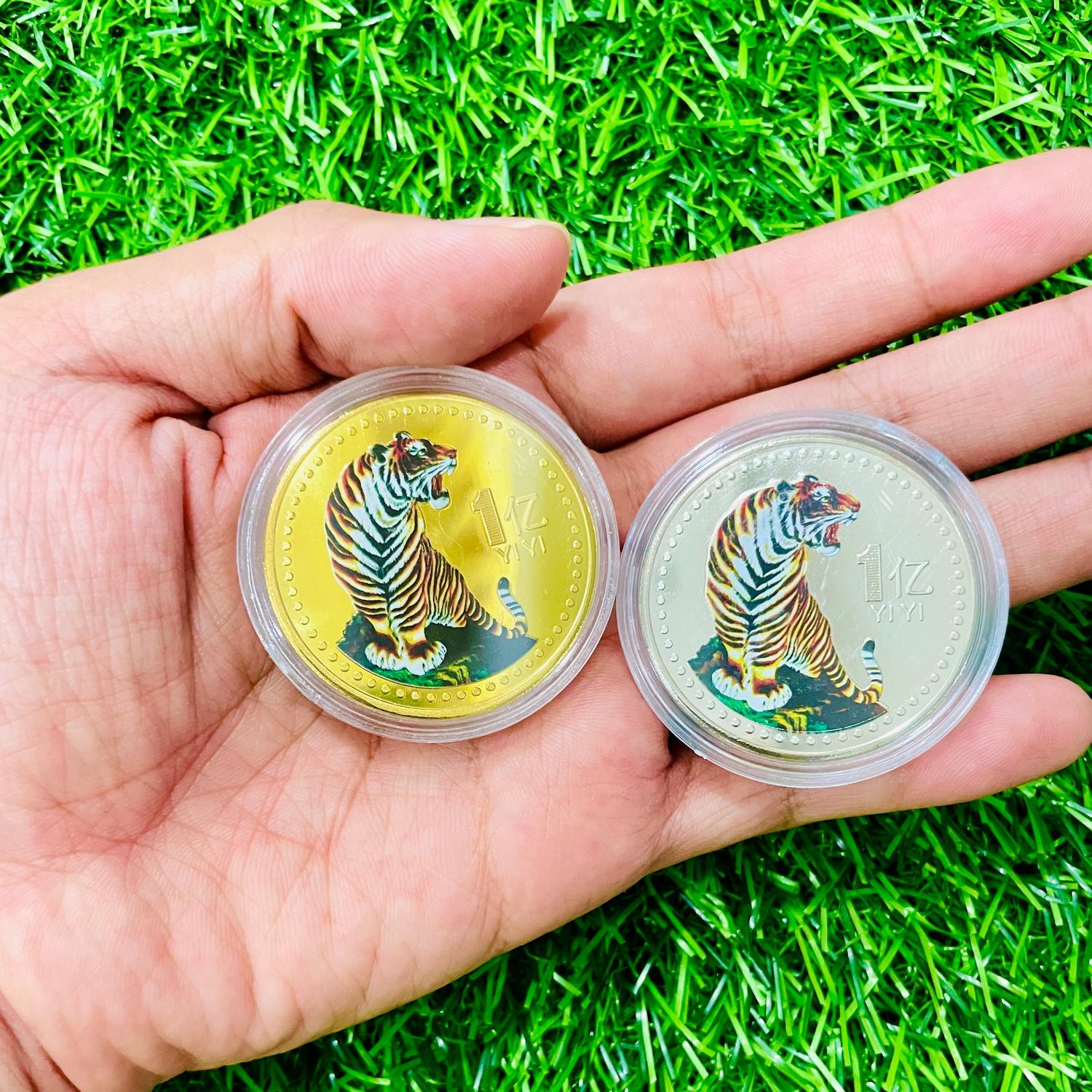 Cặp đồng xu Cọp Đài Loan ý nghĩa Tết siêu dễ thương, quà tặng may mắn cho người thân, bạn bè - tặng túi chữ PHÚC