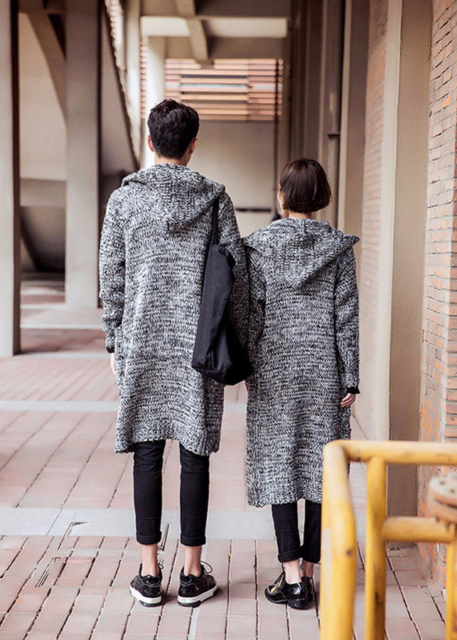 Áo Khoác Len Cardigan Nữ Có Mũ KN99 - Ghi