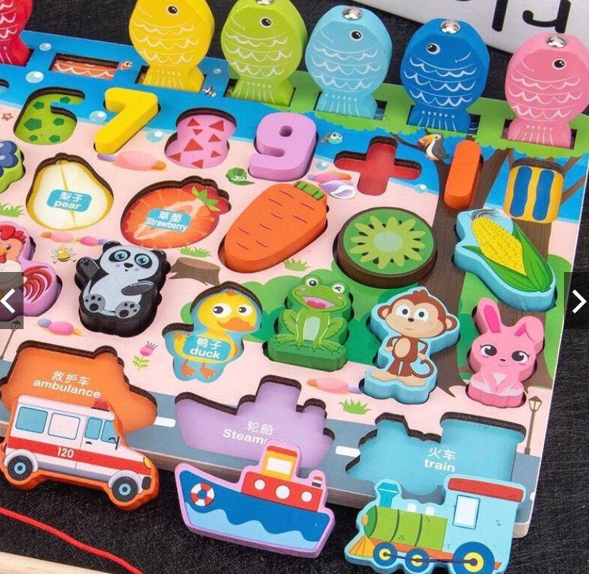 Bộ Đồ Chơi Câu Cá Ghép Hình Gỗ 62 Món Cho Bé  - Hàng Chất Lượng