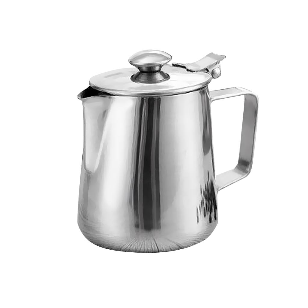 2x Stainless Steel Coffee Mug Craft Latte Milk Frother with Lid 600ml