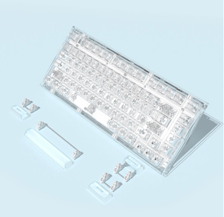 Bàn phím cơ FL-Esports Q75 SAM (Transparent White Light Ice Keycap/Transparent Black Dark Ice Keycap) 3 Mode/Gasket Mount - Hàng chính hãng