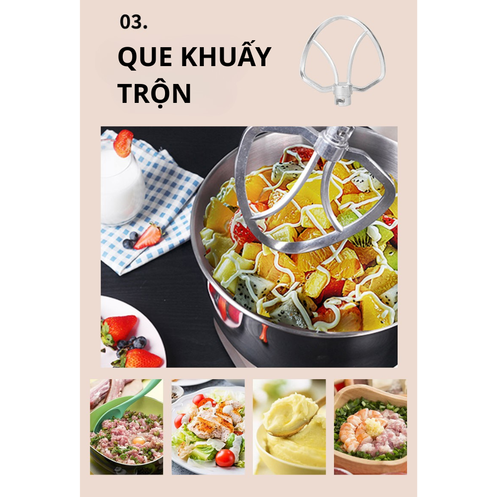 Máy trộn bột, nhào bôt làm bánh để bàn 3IN1 Lumabella LB-55001 công suất lớn 2000W, cối inox dung tích 6.2L, dễ dàng vệ sinh - DELIYA - HÀNG CHÍNH HÃNG