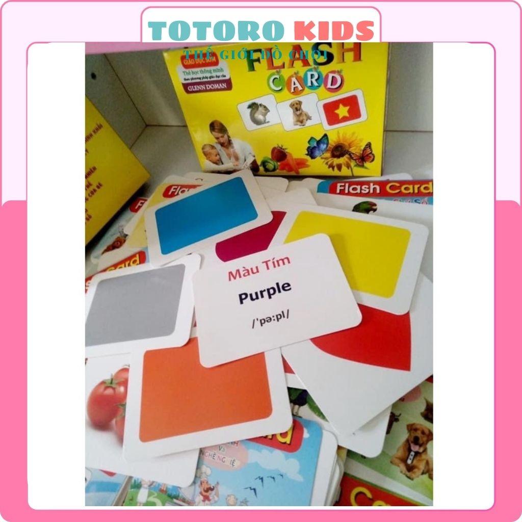 Bộ thẻ học thông minh con vật chữ cái song ngữ 14 chủ đề flashcard loại to kích thích thị giác cho bé khổ A5