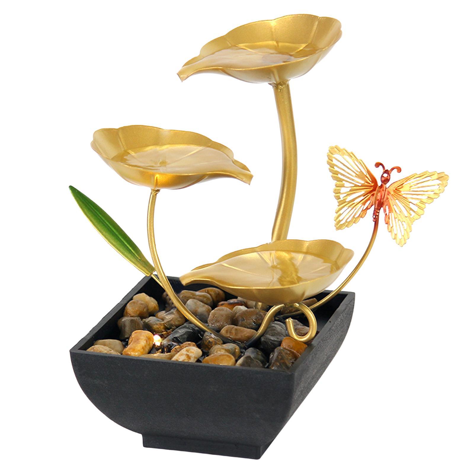 Water Fountains with Rocks Living Room Lotus Shape Desktop Decorative Crafts