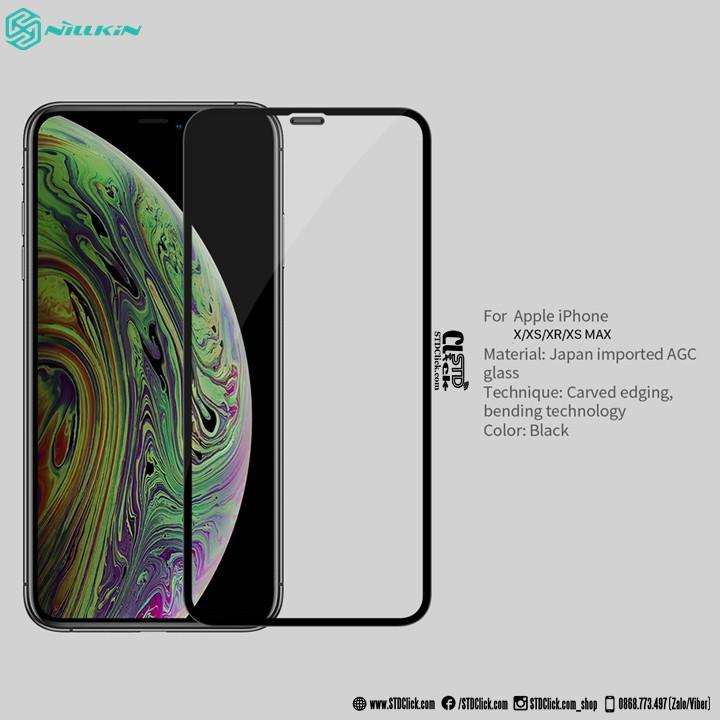 KÍNH CƯỜNG LỰC DÀNH CHO ĐIỆN THOẠI IPHONE X - XS - XR - XS MAX NILLKIN 3D CP+MAX CÓ MÀNG LOA