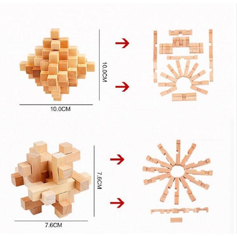 Đồ Chơi Trí Tuệ Khóa Luban Bằng Gỗ Cho Bé Thỏa Sưc Sáng Tạo