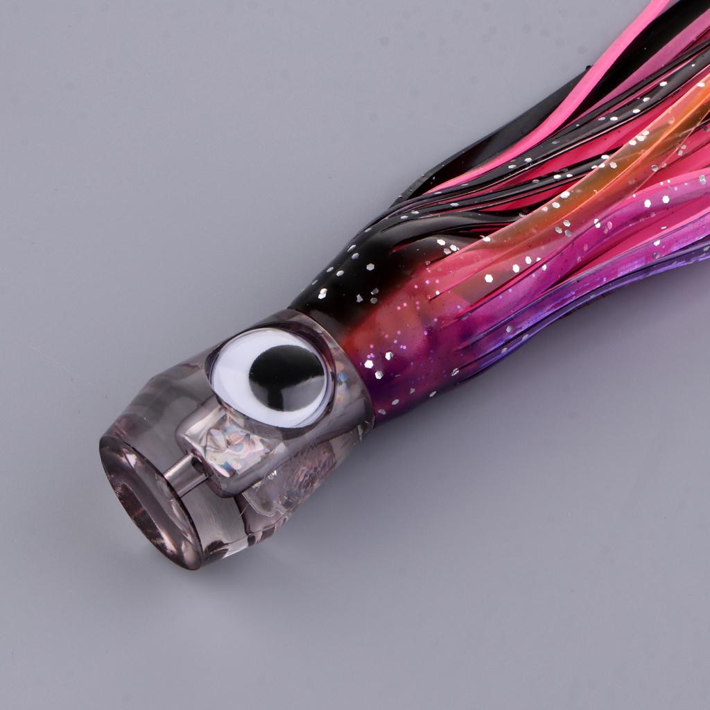 5pcs 3D Eye Jet Head Trolling Skirt Lure Soft Octopus Squid Bait Offshore