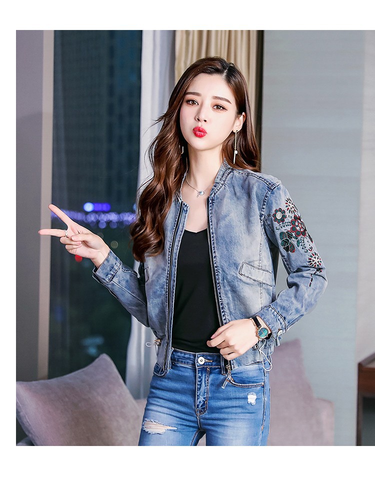 Áo Khoác Jeans Nữ Thêu Hoa Xinh Xắn Anas Ya - AKN98458