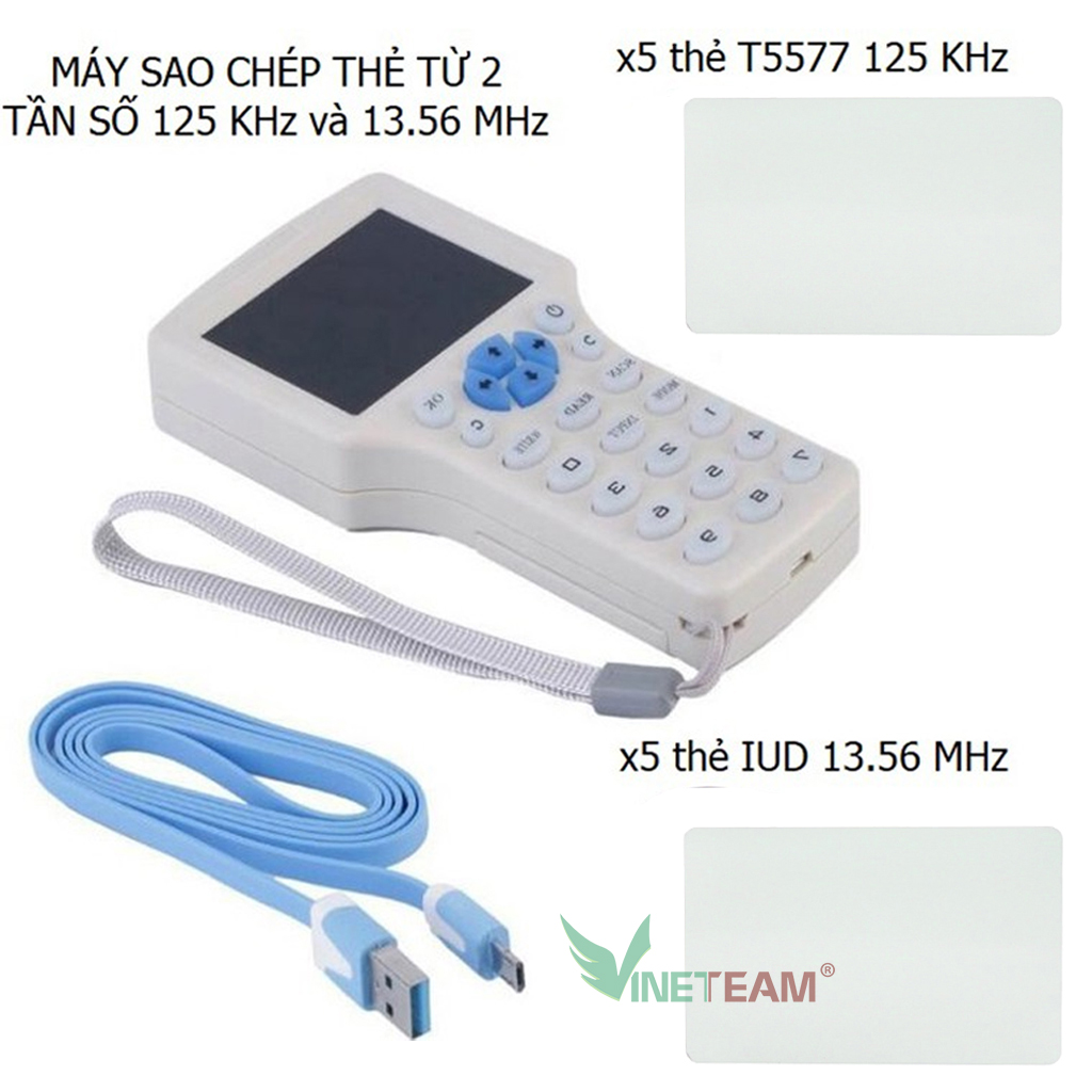 Máy Sao Chép Thẻ Từ RFID Đọc Thẻ IC 2 tần số hỗ trợ copy thẻ 125 Khz (T5577) và 13.56 Mhz (Mifare IUD card) Tặng 5 Thẻ Từ