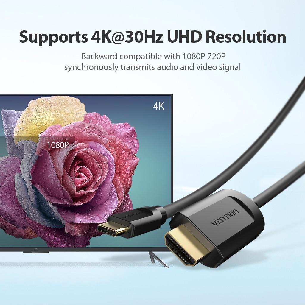 Cáp Type-C to HDMI cho MacBook, Điện Thoại, Laptop chất lượng 4K 2K 1,5m Vention CGUBG - Hàng chính hãng