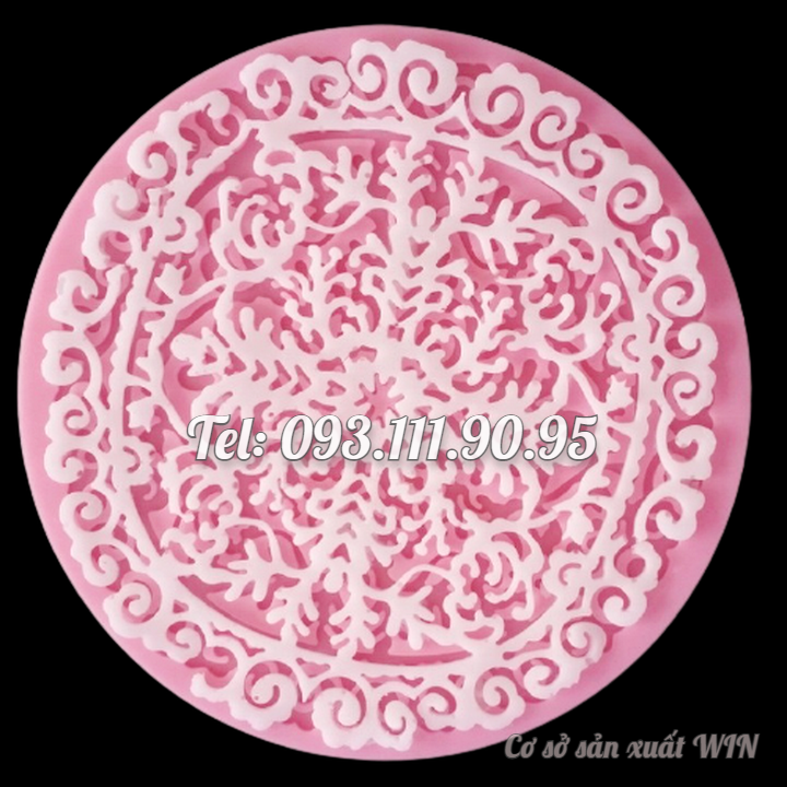 Khuôn silicon làm bánh, rau câu, Fondant ren hoa tuyết - Loại 13 cm - Mã số 1139
