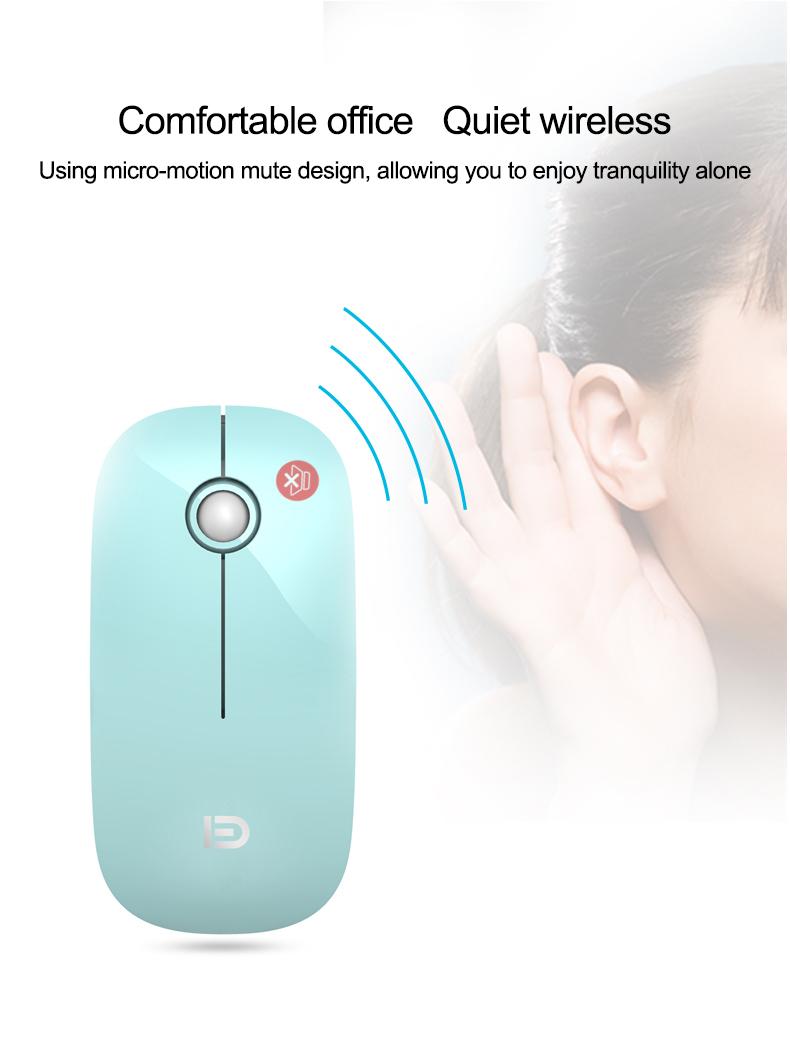 Wireless Bluetooth PC Mute Mouse Ultra-thin Ergonomic 2.4Ghz USB Optical For Notebook