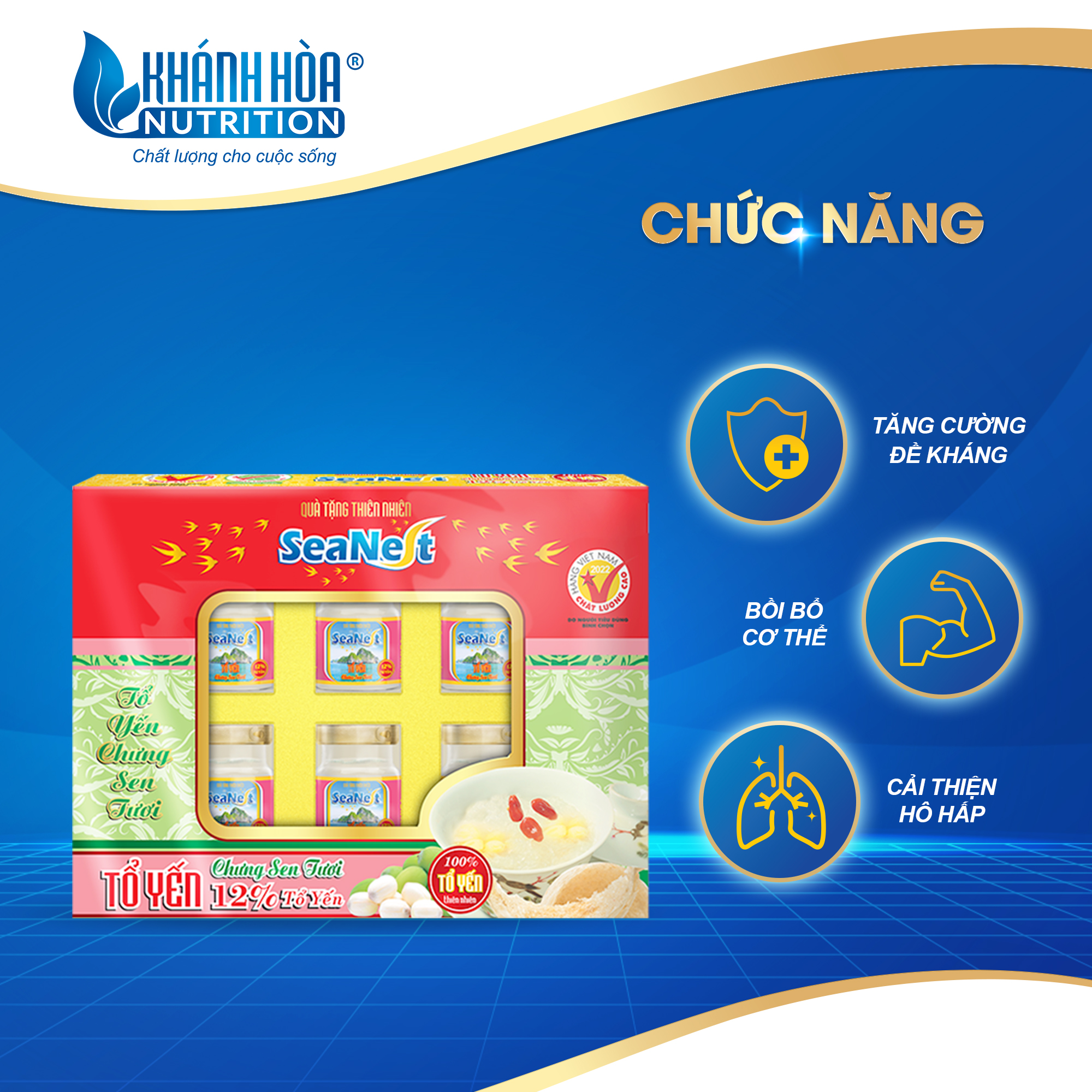 Hộp Quà Tặng Tổ Yến 12% Chưng Sen Tươi Seanest Khánh Hòa Nutrition – Hộp 6 lọ x 70ml