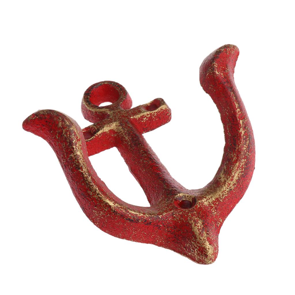 2Pcs Metal Anchor Hooks Wall Door Mounted Clothes Towel Hat Key Hanger