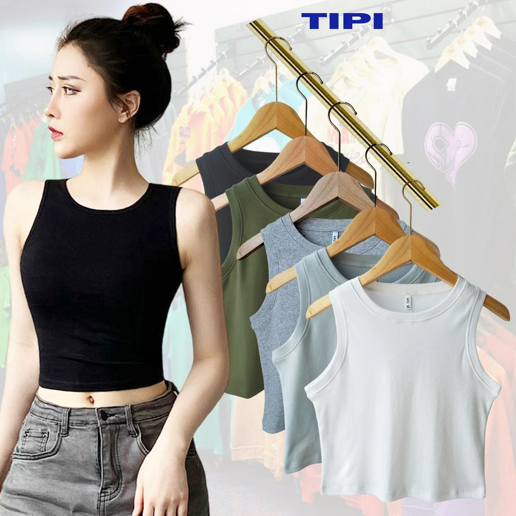 Áo ba lỗ croptop nữ dáng áo 3 lỗ ôm chất liệu thun gân cotton 100% co dãn mạnh.