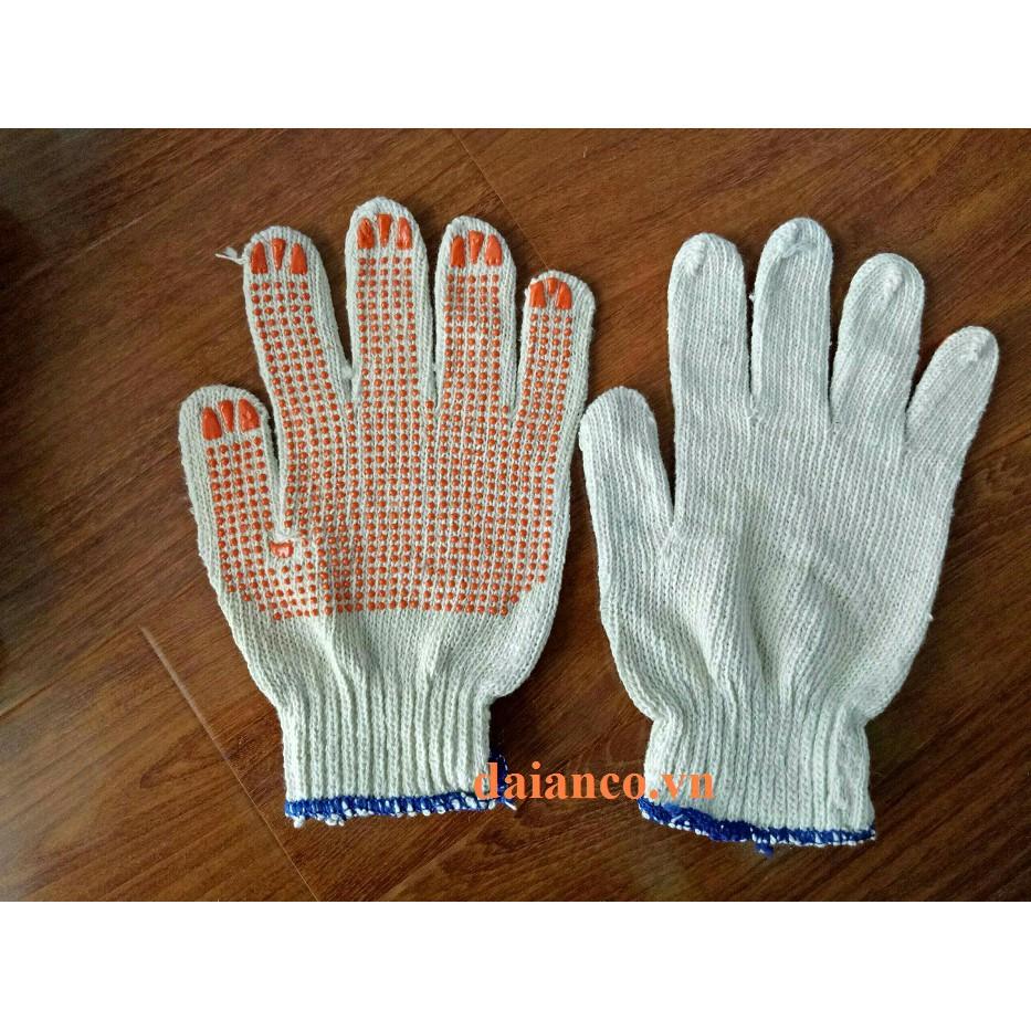 Găng tay len phủ hạt nhựa đỏ 60g
