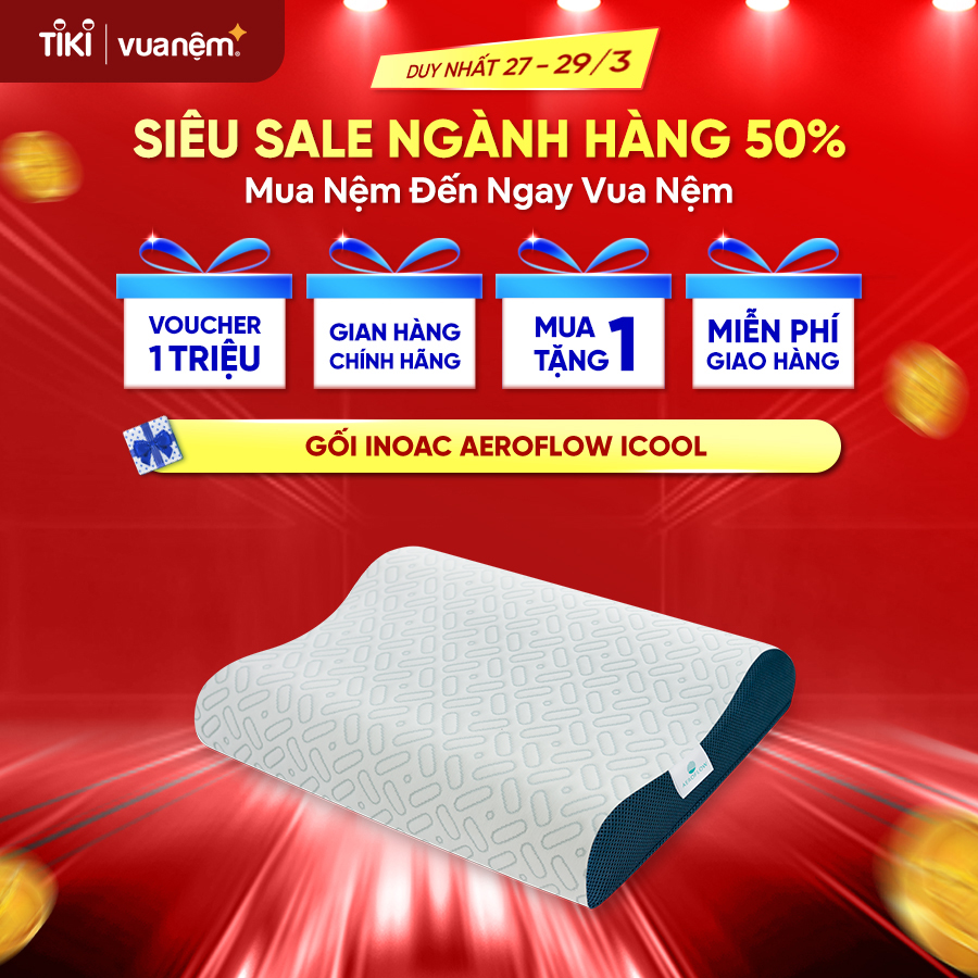 Gối cao cấp làm mát Nhật Bản Memory Foam Aeroflow iCool 40x60cm giúp ngủ sâu, giảm đau cổ vai gáy, phù hợp với mọi tư thế nằm