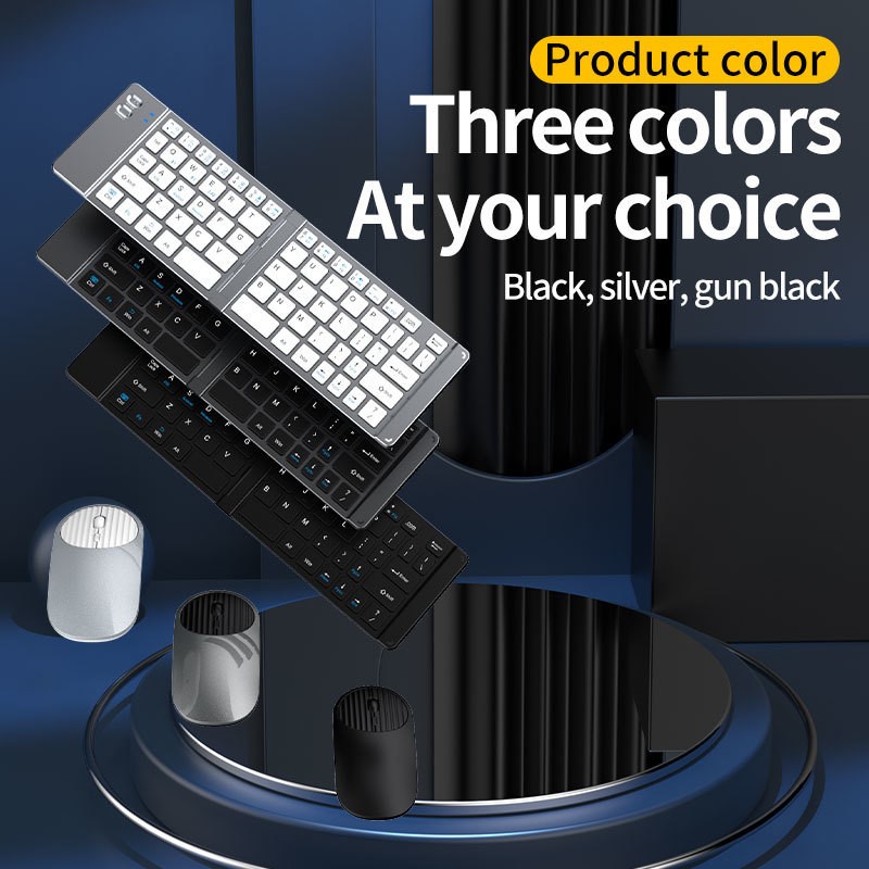 Bộ Bàn phím chuột mini Gấp gọn không dây Z219 kết nối bluetooth 5.2 + 3.0 + Usb wireless 2.4g hàng nhập khẩu