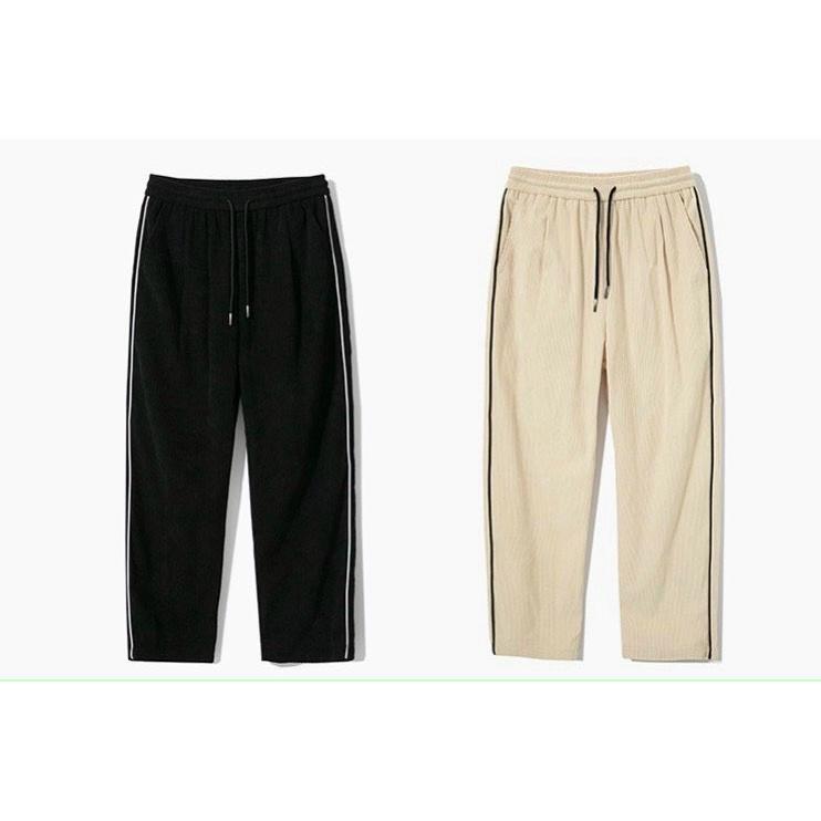 Quần Ống Rộng Nam Nữ ống chân không bo phong cách unisex vải nhung tăm dày dặn êm mịn cực đẹp