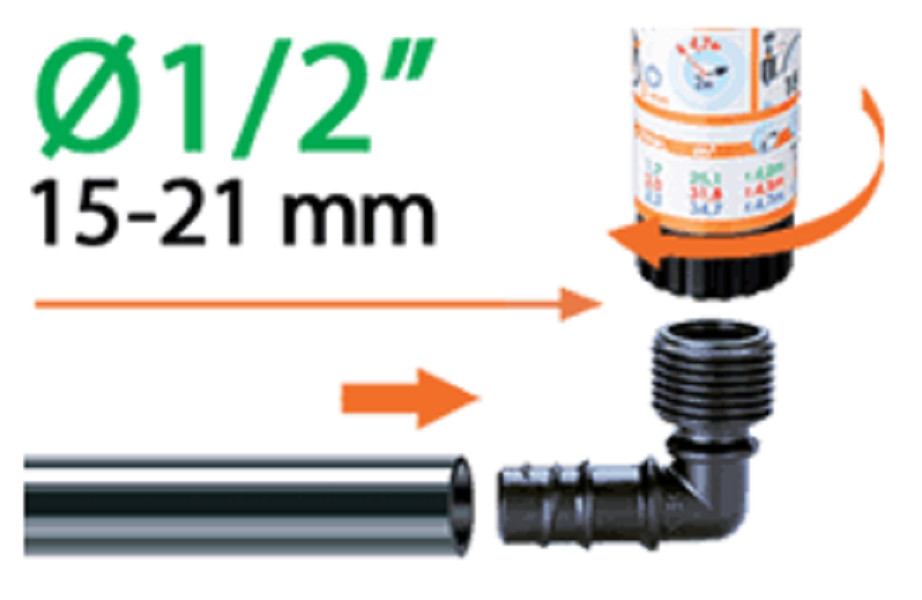 Nối ren 1/2", 1 hộp = 2 cái/ 1/2" Threaded Elbow 2pcs Claber 91082