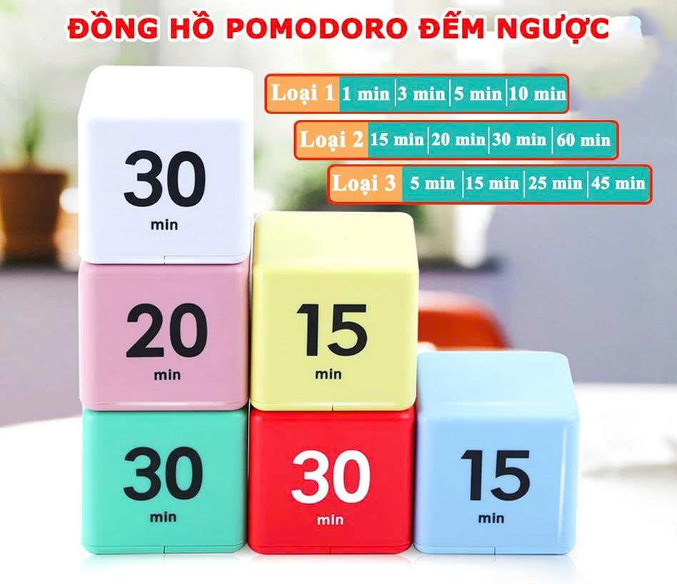 Đồng Hồ Bấm Giờ Đếm Ngược Pomodoro 5-15-25-45 Phút Hẹn Giờ Nấu Ăn Học Tập Tập Thể Dục Quản Lý Thời Gian Hiệu Quả MÀU XANH DA TRỜI