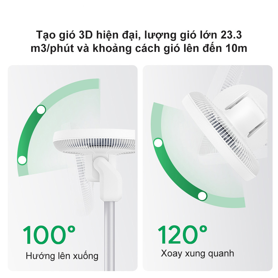 Quạt Tích Điện Đối Lưu Xiaomi Smartmi Gen 3 Pro Circulation Fan 【 Xoay 3D ◆ Dùng 40h Liên Tục ◆ AI Thông Minh】 - Hàng Nhập Khẩu