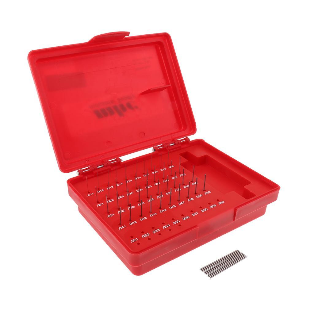 50pcs Pin Gauge 0.011-0.060inch Smooth Plug Gauge Hole Gage Set Measuring