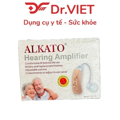 Máy Trợ Thính Alkato JH-125 Không Dây Đeo Sau Tai Cho Người Lãng Tai Nghe Kém, Khuếch Đại Âm Thanh, Giảm Hú Rít - Hàng Chính Hãng