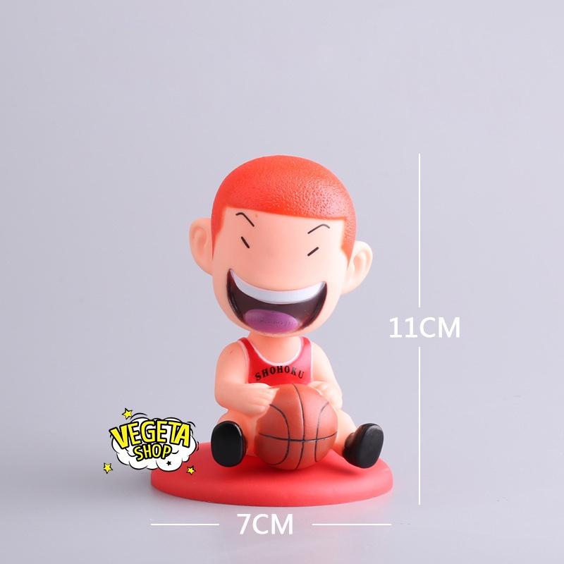 Mô hình Slam Dunk - Mô hình cầu thủ bóng rổ Hanamichi Sakuragi & Rukawa Kaede - Mô hình gật gù có lò xo ở đầu - Cao 11cm