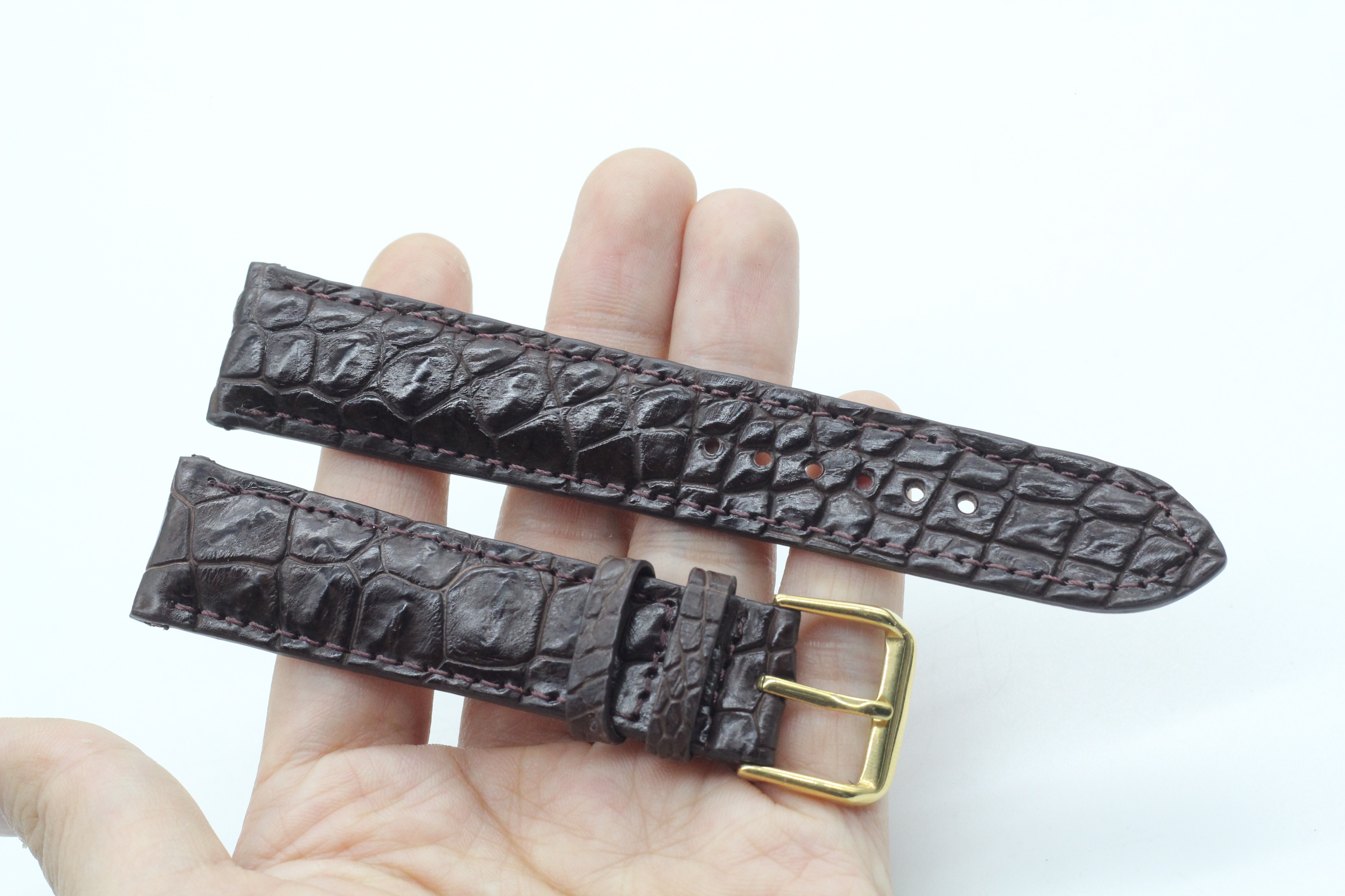 Dây Đồng Hồ Gai Chân Cá Sấu Songhan Leather,Dây Da Đồng Hồ Cá Sấu Size 22mm,20mm Gắn Chốt Thông MInh+ Khóa Kim,Bảo Hành 6 Tháng