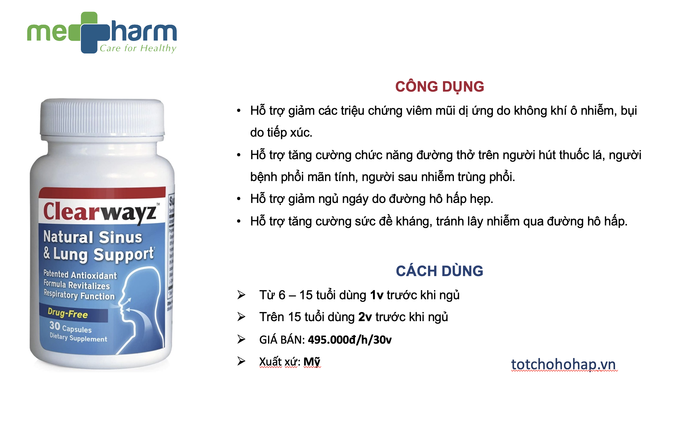 Thực phẩm hỗ trợ hô hấp Clearwayz - Tăng Đề Kháng - Sức Khoẻ Đường Hô Hấp: Hỗ trợ bệnh hen suyễn, Xoang, phổi, Ngáy ngủ, Sức khỏe mũi, Cải thiện đường thở