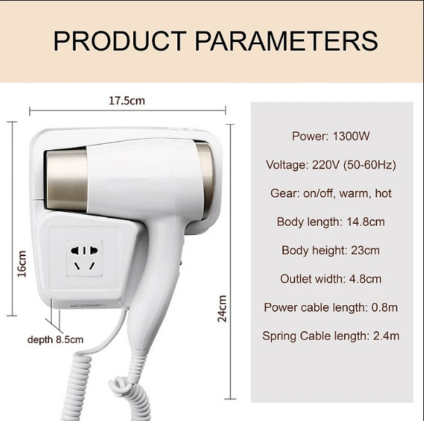 Cao cấp -Máy Sấy Tóc Treo Tường EMDQ Công Nghệ Đức 1300w