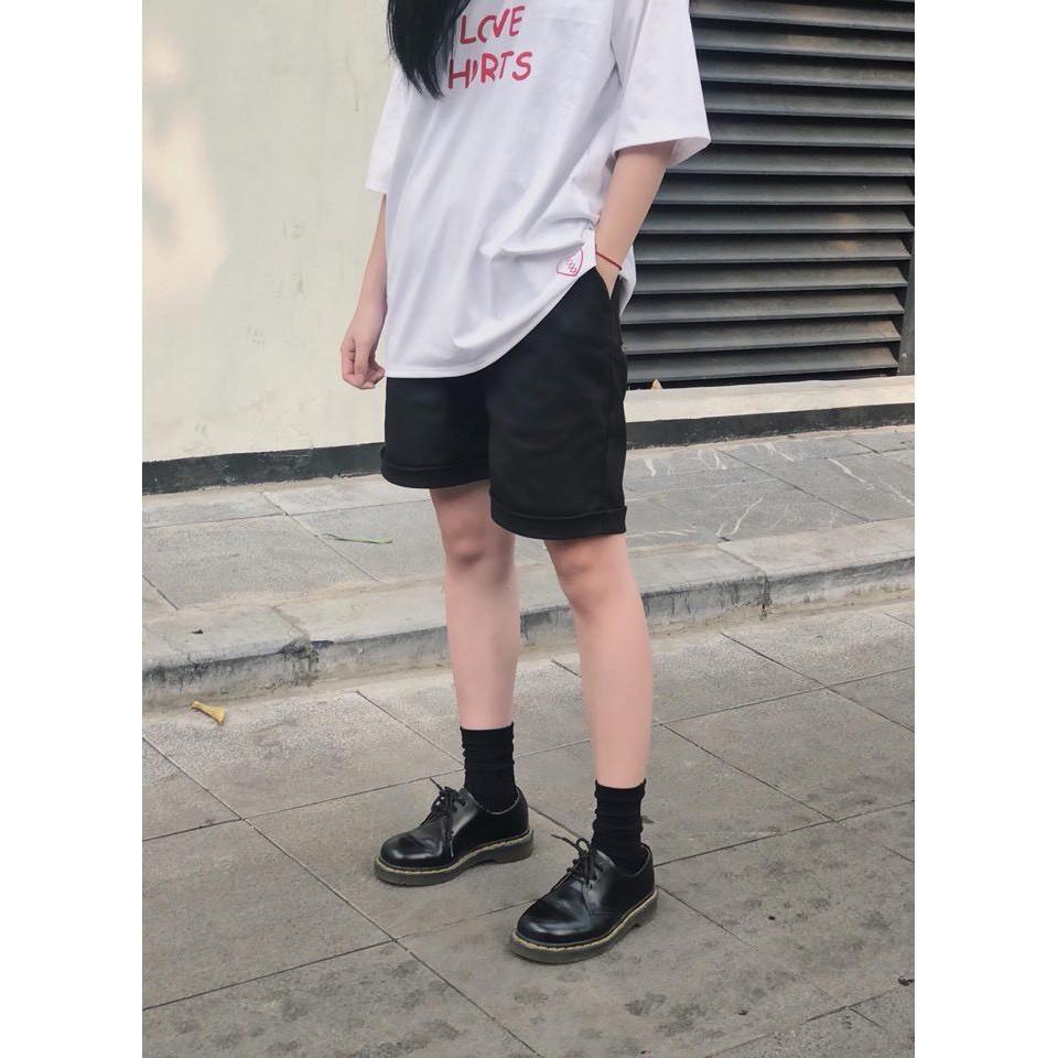 QUẦN SHORT KAKI BASIC ĐEN UNISEX NAM NỮ THE 1992