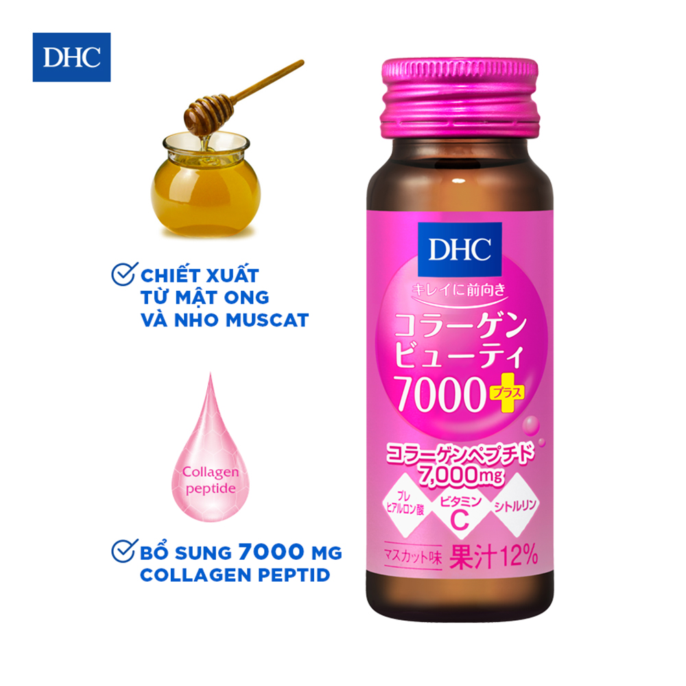Thực Phẩm Bảo Vệ Sức Khỏe DHC Collagen Beauty Collagen Nước 7000 Plus Hộp 10 Chai x 50ml