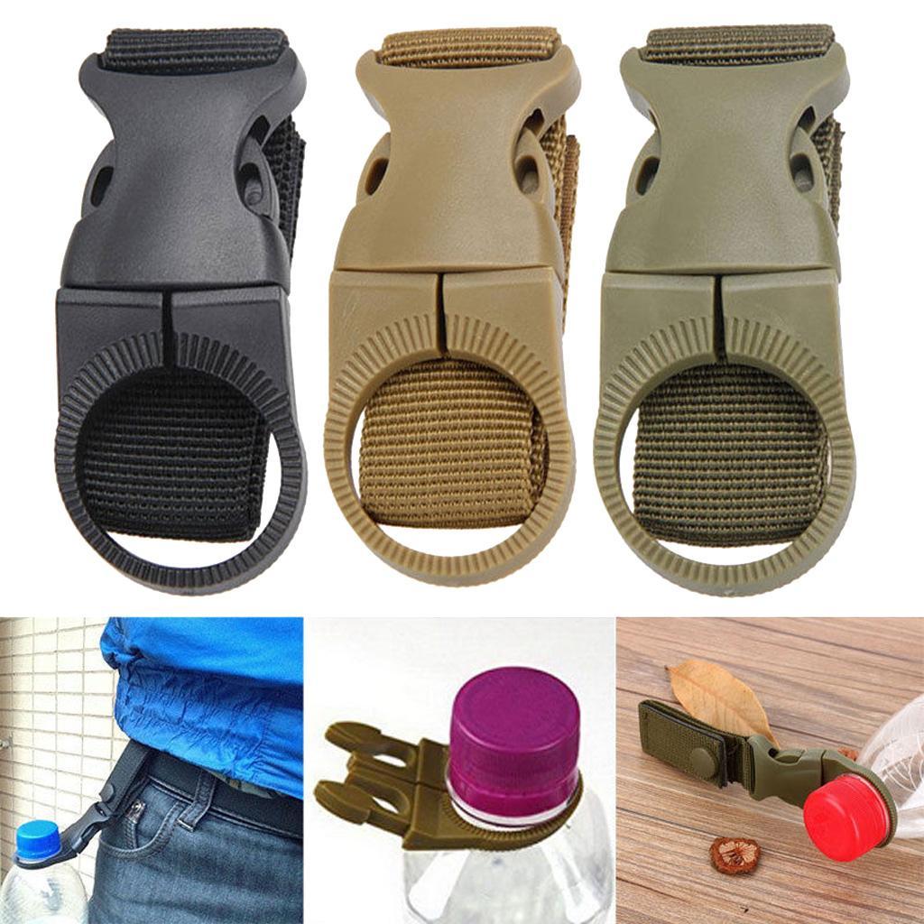 4xNylon Molle Hanging Strap Webbing Buckle Clip Bottle Hook Belt Army Green