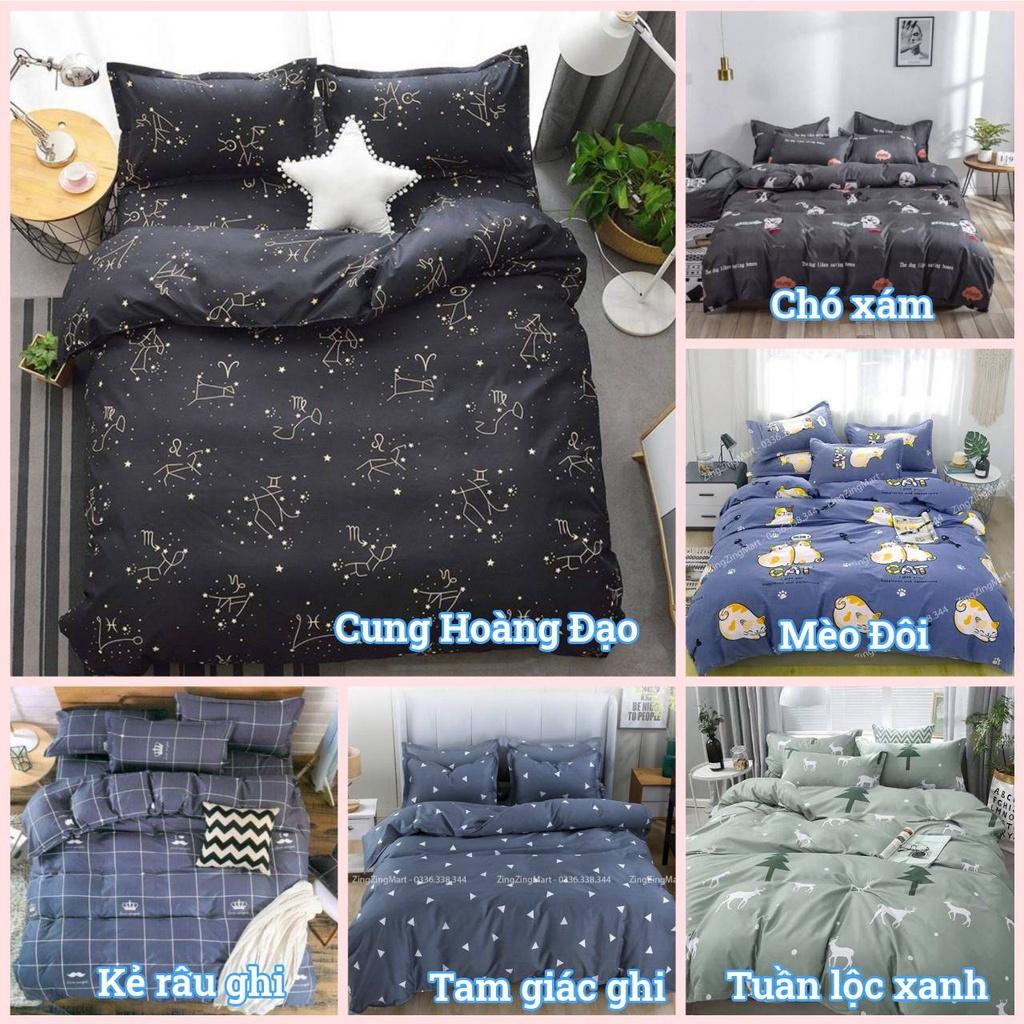 Sét vỏ chăn 5 món m4 Ga gối kèm vỏ gối ôm - Mẫu Tuần lộc xanh