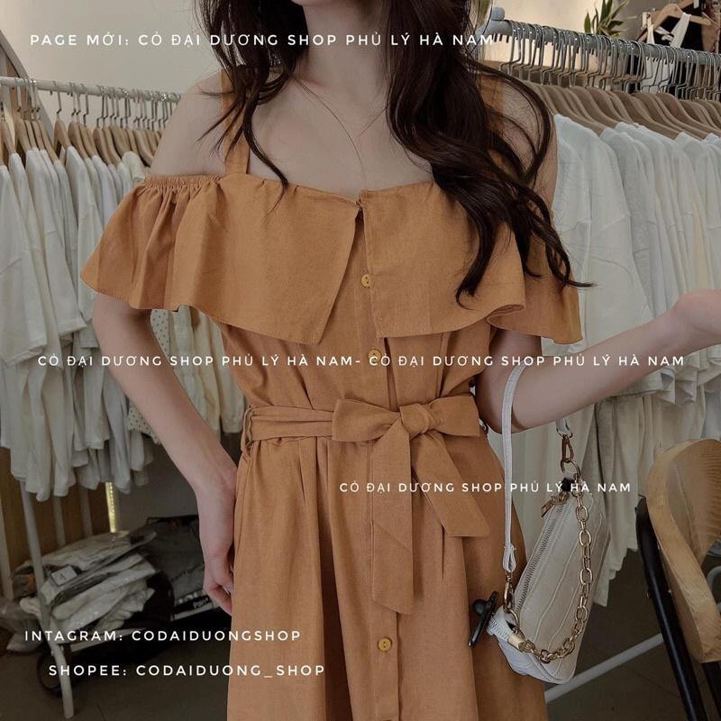 Váy Linen cổ bèo trễ vai