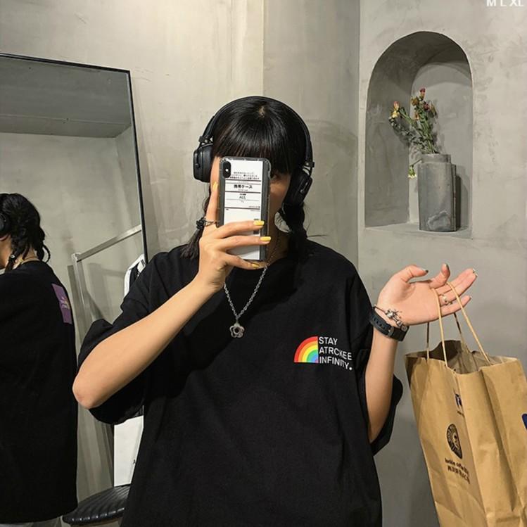 Áo thu tay lỡ STAY ATRCKEE phông Unisex nam nữ tee oversize form rộng pull Ulzzang Streetwear Hàn Quốc vải mềm