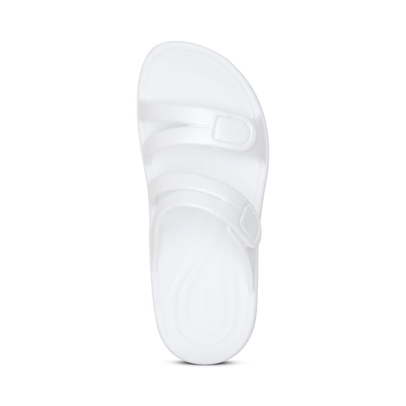 Dép sức khoẻ nữ Aetrex Janey Sport White - Dép quai ngang nữ mềm nhẹ, không thấm nước