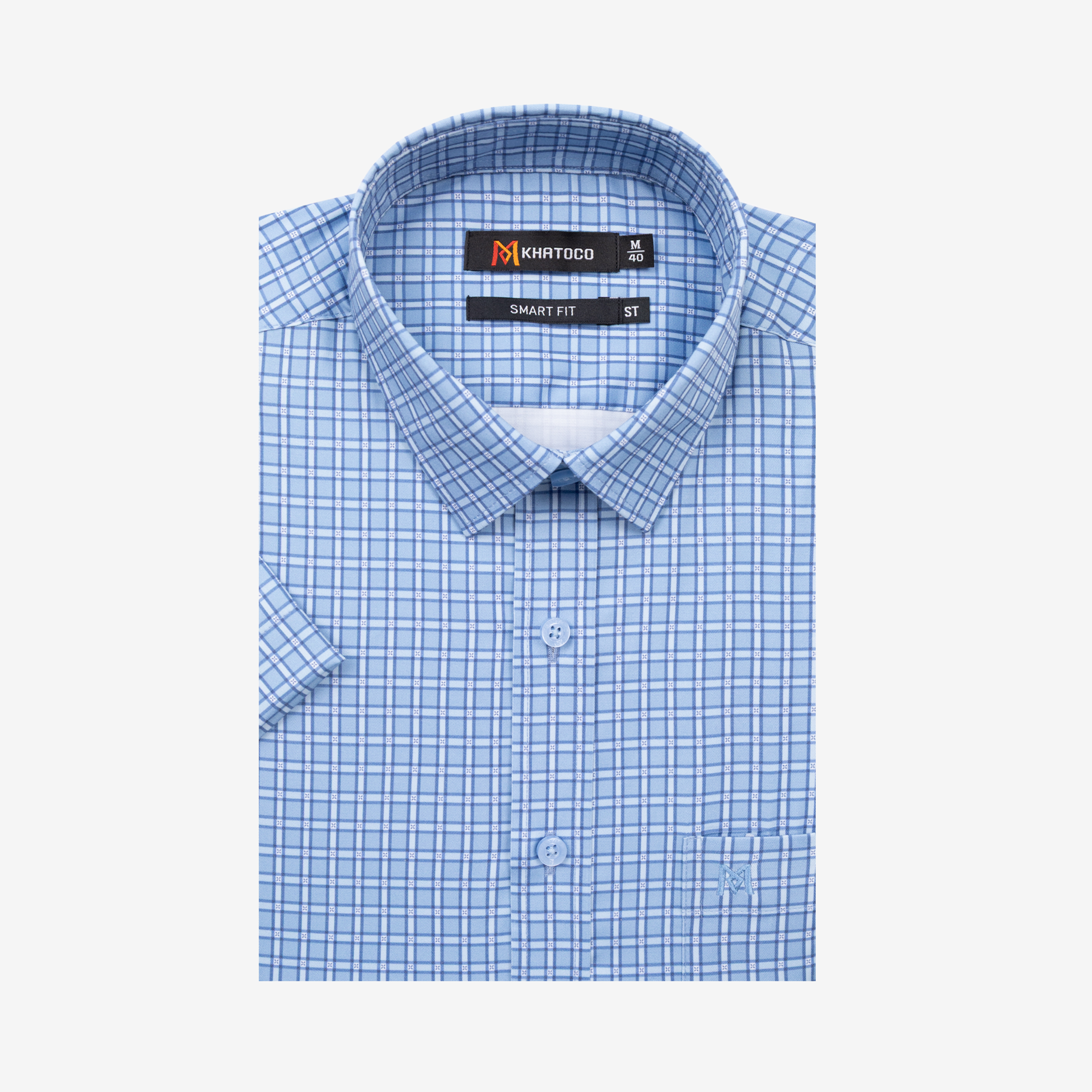 Áo sơ mi nam KHATOCO ngắn tay form Smart Fit lai bầu nhẹ mã A1MN538S2-CNCR875-2711-N