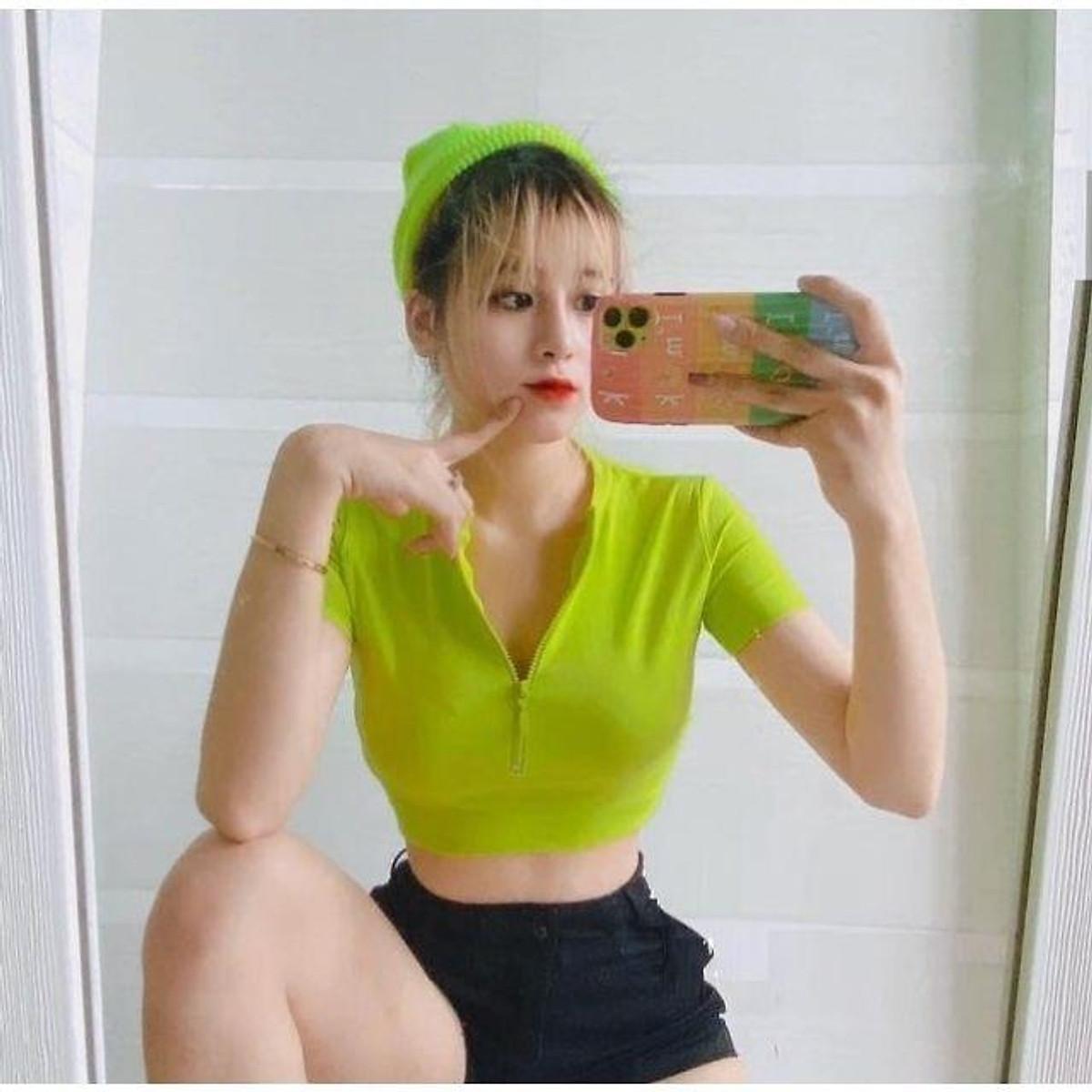 ÁO THUN CROPTOP ÔM BODY NGẮN CO GIÃN - ÁO KIỂU CRT NGẮN TAY TRƠN BASIC CỔ BẺ PETER 91