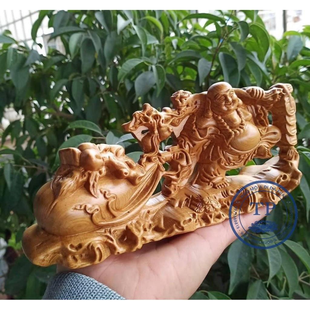 Tượng để Ô Tô Di lặc kéo bao tiền băng gỗ bách xanh