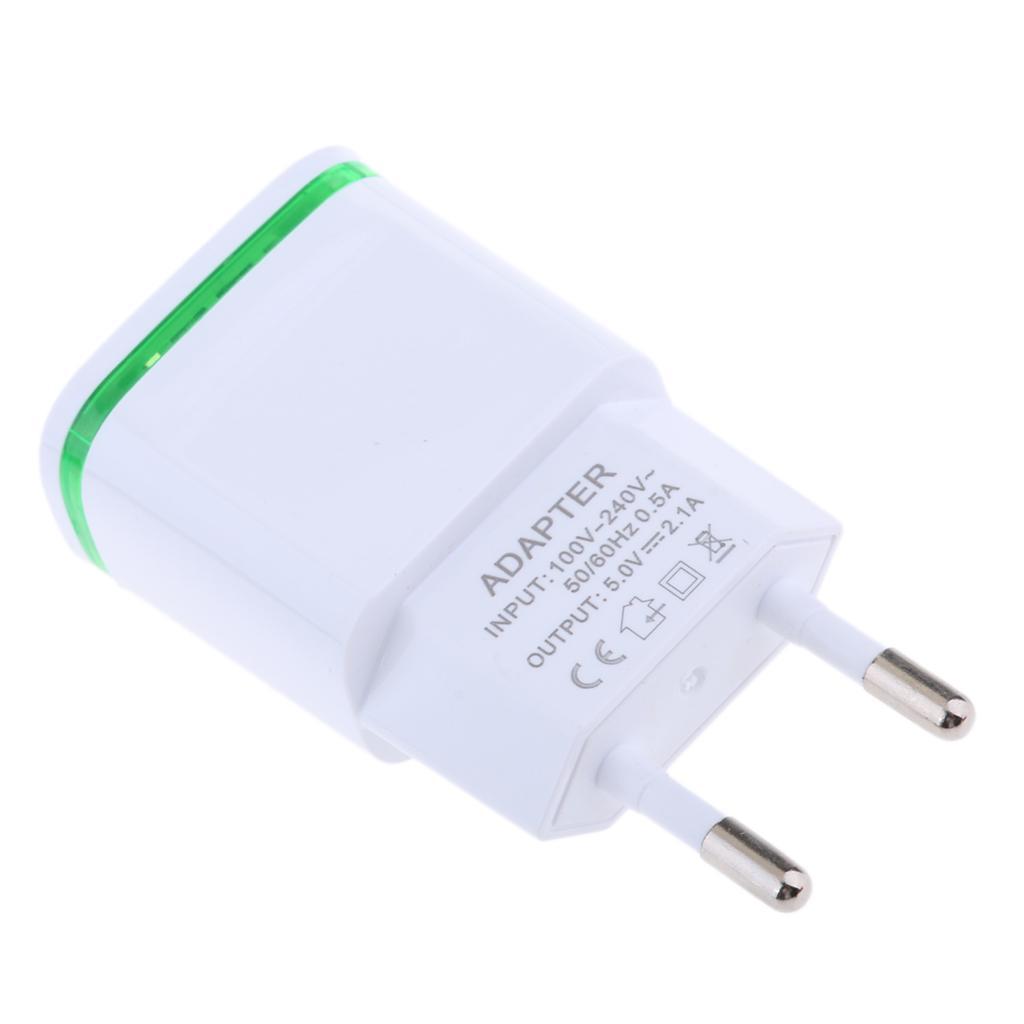 2.1A 2Port USB Travel Home Wall Power Adapter Charger LED Portable EU