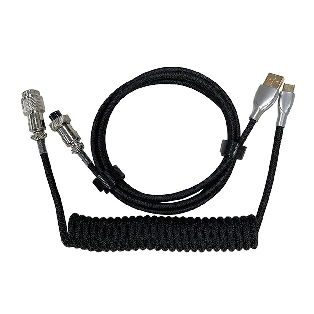 Mới Nhất Bàn Phím Cơ Cáp Cuộn Dây Cáp USB Loại C Máy Tính Hàng Không Cổng Kết Nối Bàn Phím Cơ Aviator Dây 1.8M