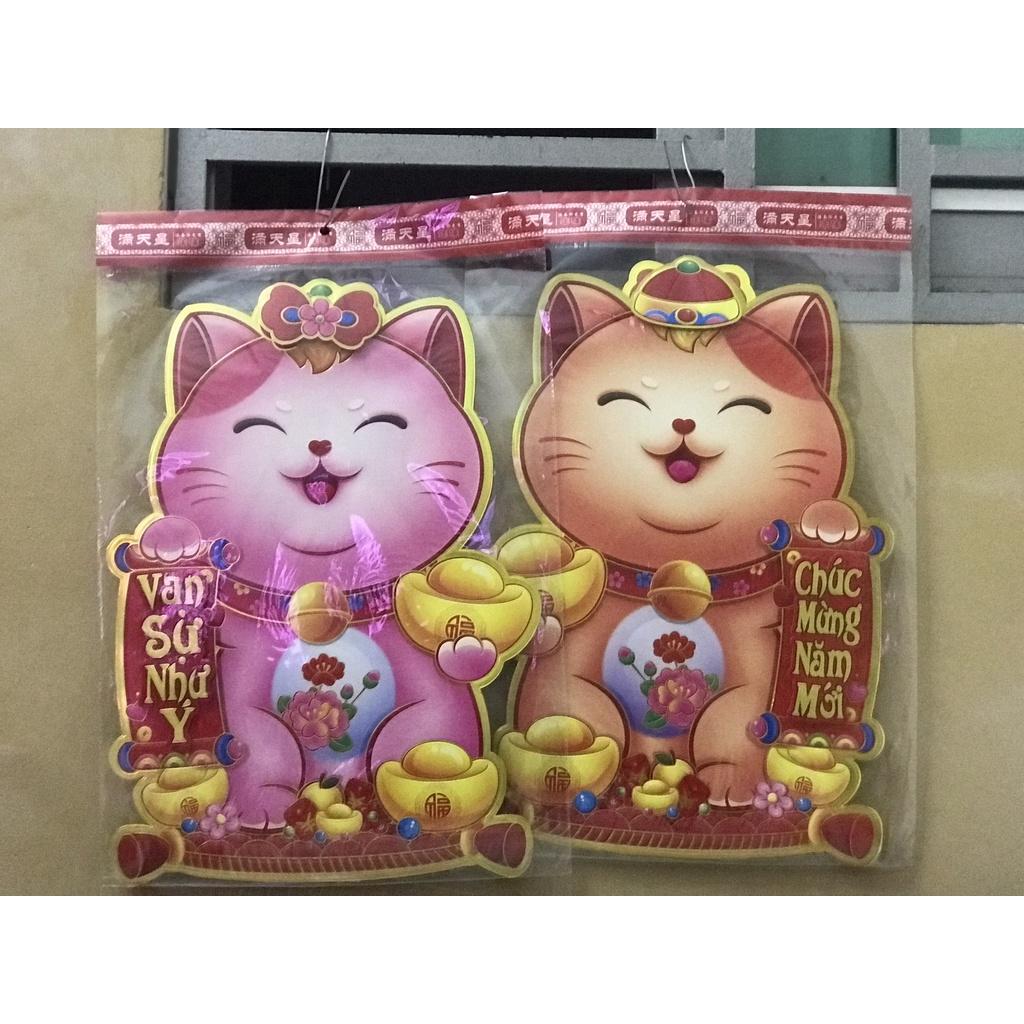 Decal Dán Trang Trí Tết 2023| Mẫu Dán Trang Trí Cửa Kính Năm Mới bé mèo dễ thương
