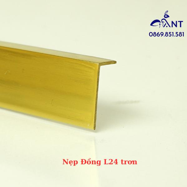 Nẹp Đồng L24 trơn, Nẹp đồng chữ L, Nẹp đồng chống trơn, nẹp ốp cầu thang, giá 1m