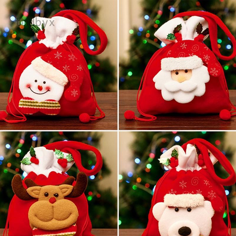 Túi dây rút hình búp bê ông già noel người tuyết tuần lộc dùng đựng kẹo làm quà tặng Giáng sinh