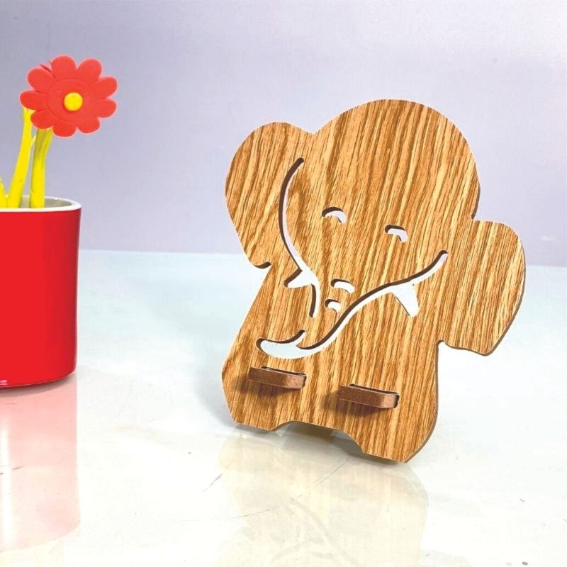 Giá Đỡ Điện Thoại, Máy Tính Bảng Bằng Gỗ MDF Phủ Melamin Hình Voi Kích Thước 16.5cm x 15.3cm